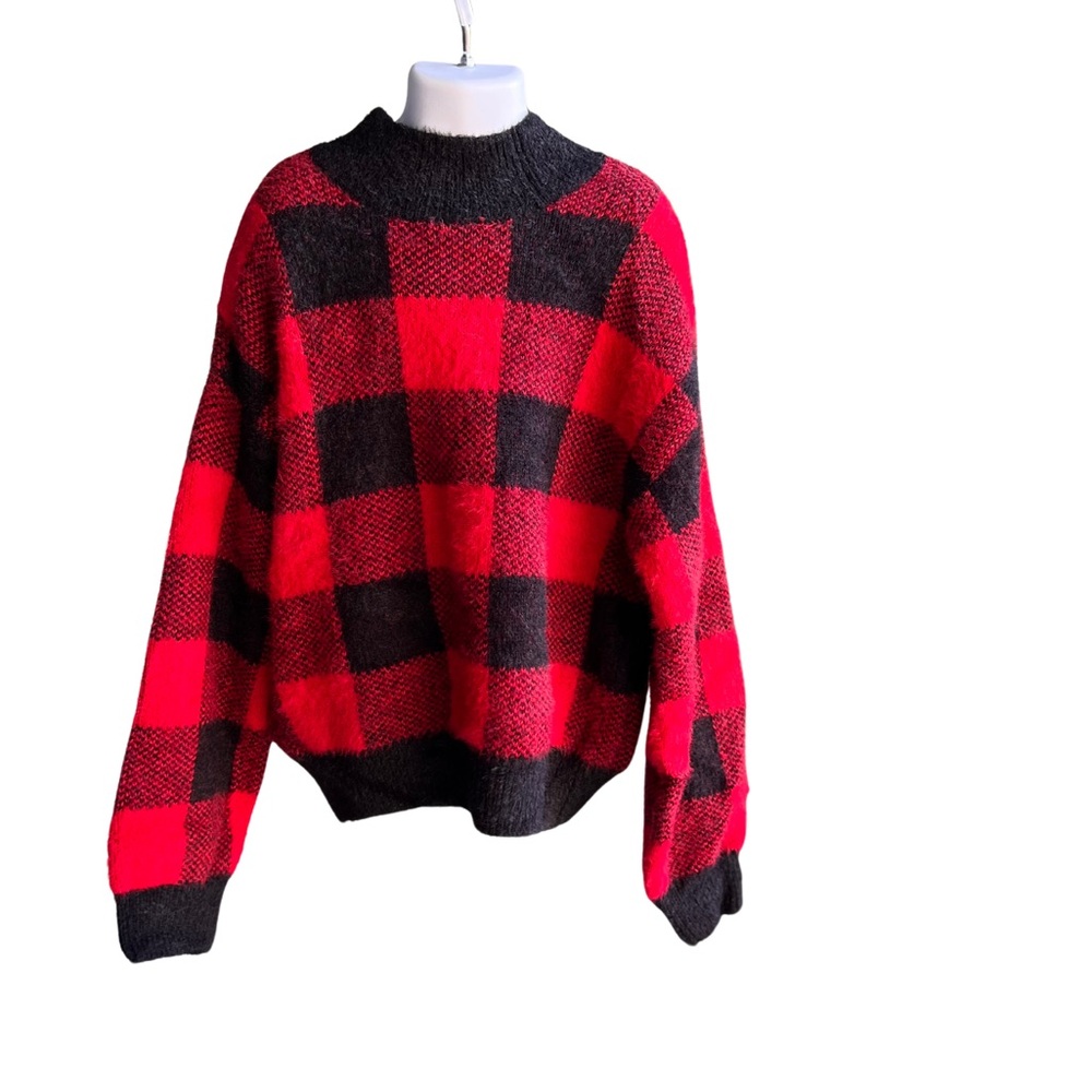 Art Class Girls Fuzzy Crop Sweater Size XL 14/16 Black and Red